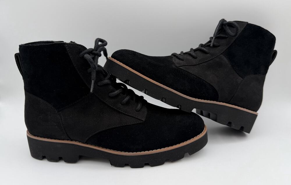 Vionic Larson Ankle Boots Water Repellent Suede Lace-Up Zip Women Size 6 Wide